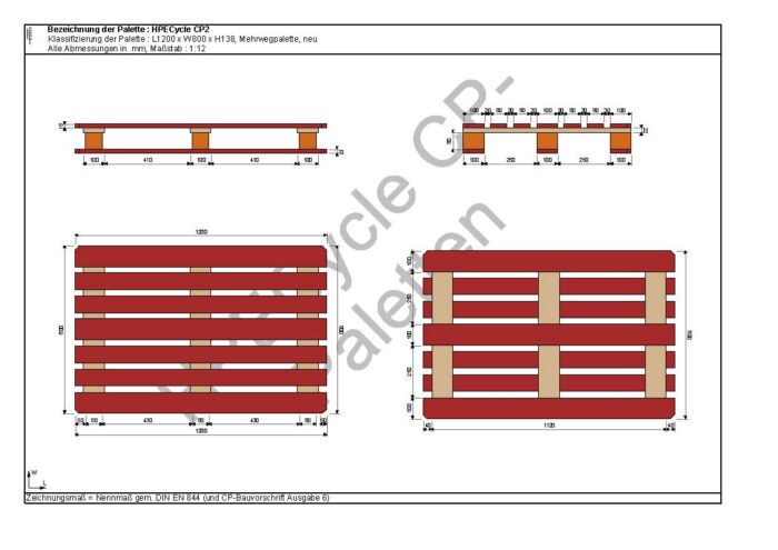 Holzpalette - CP2 - 1200x800x138 – Bild 2